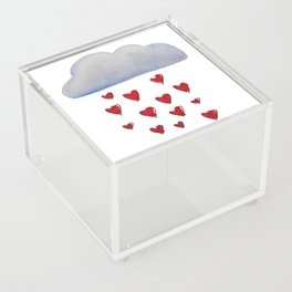 Love Rain - Watercolor Cloud with Hearts Acrylic Box
