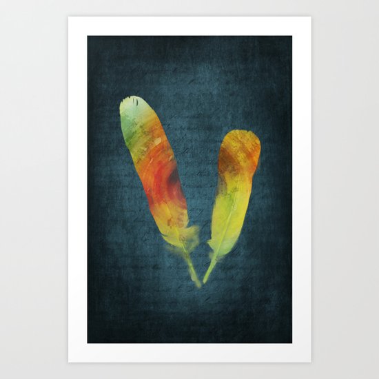 Feather colour splash Art Print