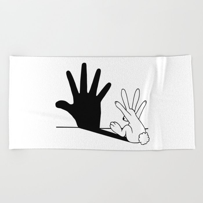 Rabbit Hand Shadow Beach Towel