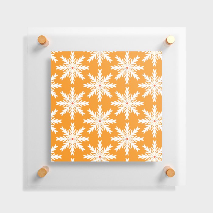 Christmas Snowflakes Yellow Floating Acrylic Print