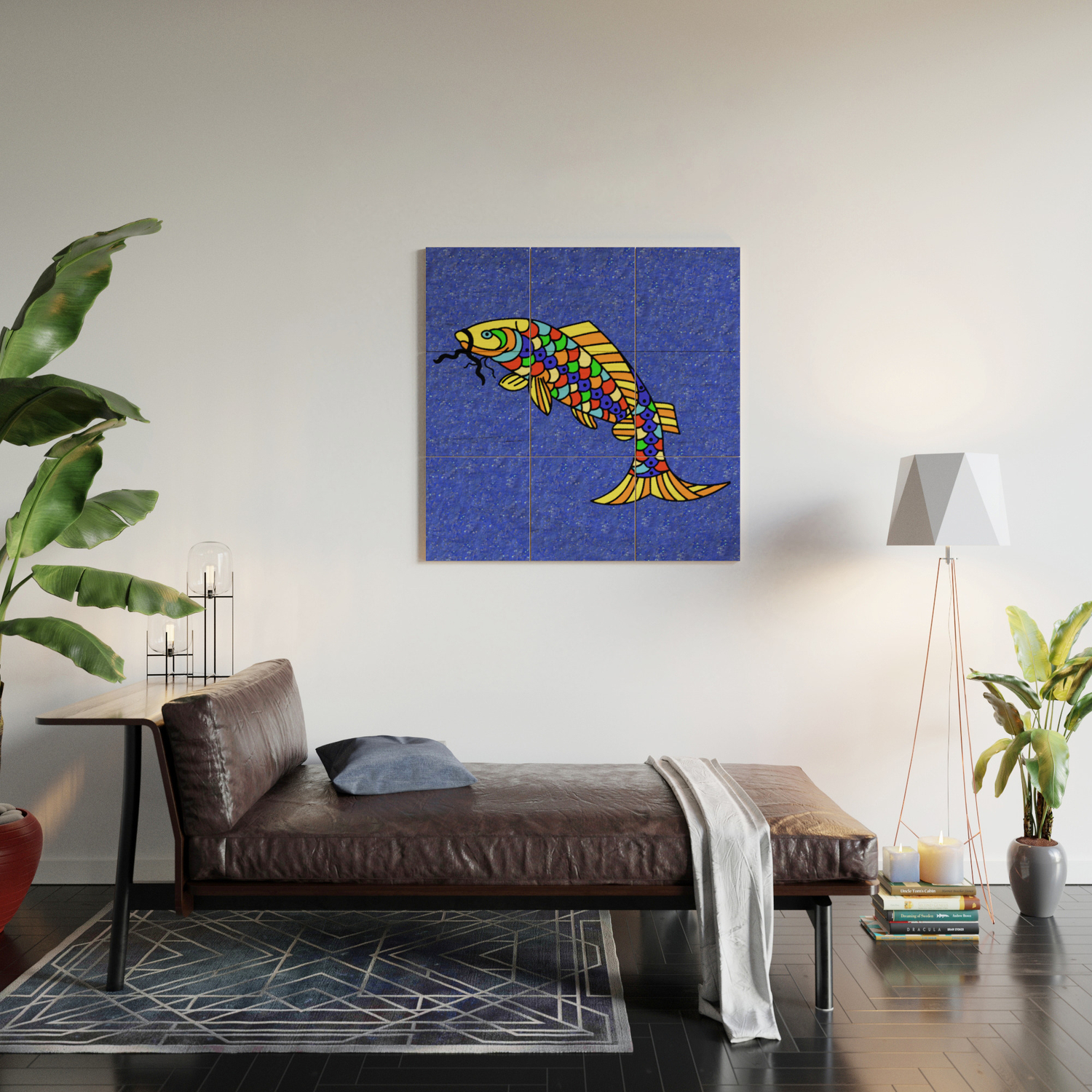 Bright Bold Colorful Fancy Abstract Pop Art Fish Wood Wall Art By
