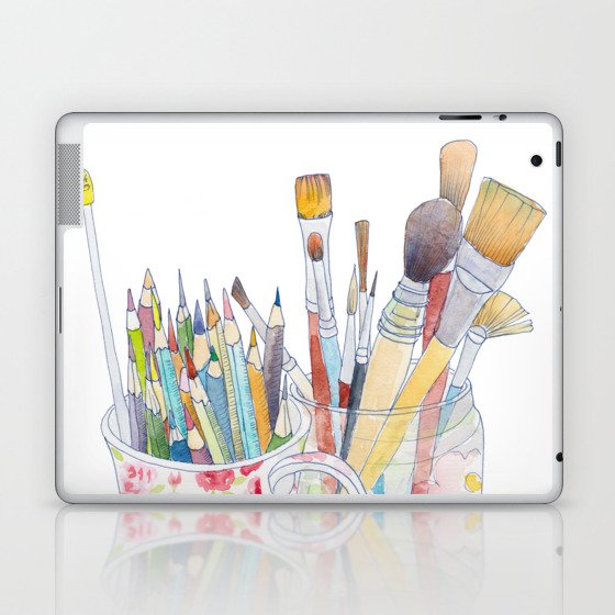 Art Tools: pencils and brushes (ink & watercolour) Laptop & iPad Skin