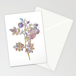 Floral Turnip Roses Mosaic on White Stationery Card