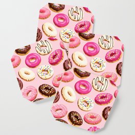 Doughnuts Confectionery Pink Chocolate Coaster