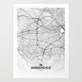 Annandale, Virginia, United States - Light City Map Art Print
