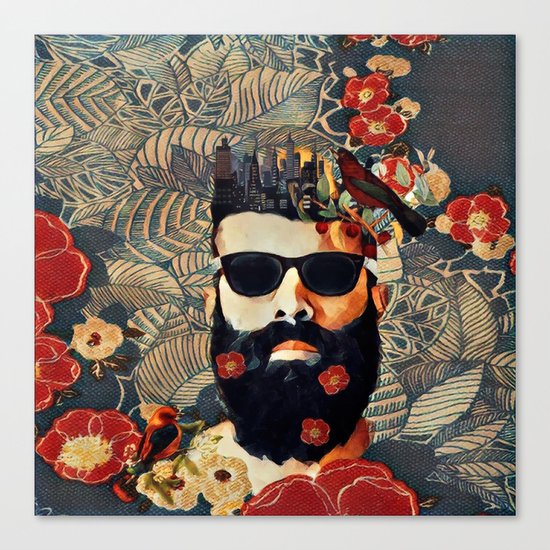 Beard and glasses Canvas Print