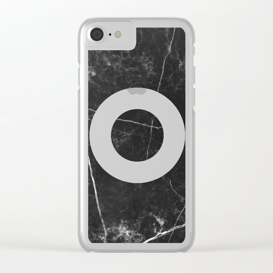 Black Marble with Pink Circle Clear iPhone Case