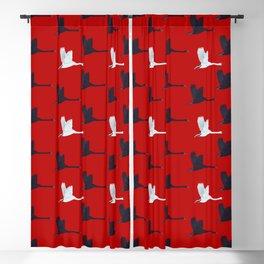 Flying Elegant Swan Pattern on Red Background Blackout Curtain