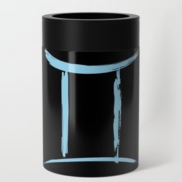 Gemini The Twins Blue on Black Zodiac Sign Can Cooler