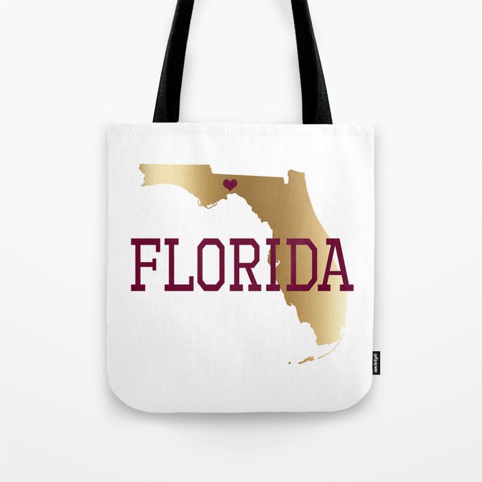 Florida Gold and Garnet with State Capital Typography Tote Bag