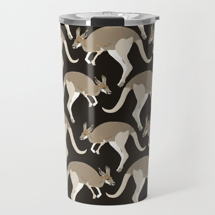 Kangaroo on dark, black background Travel Mug