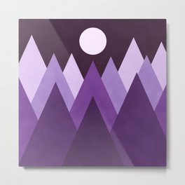 Retro Purple Mountains Abstract Geometric Metal Print