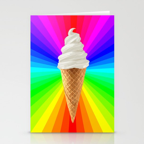 Rainbow Vanilla Ice Cream Cone Stationery Cards