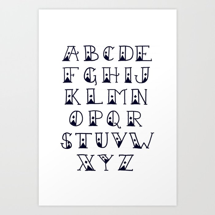 Sailo Scrawl Fancy Tattoo Font Alphabet Print Art Print By Outofstepfontcompany Society6