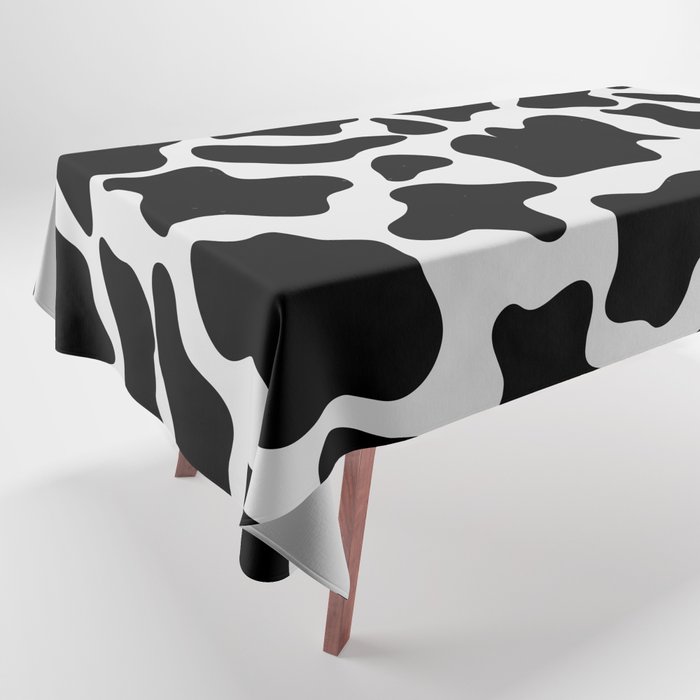 Aesthetic Cow Print Pattern - Black and White Tablecloth