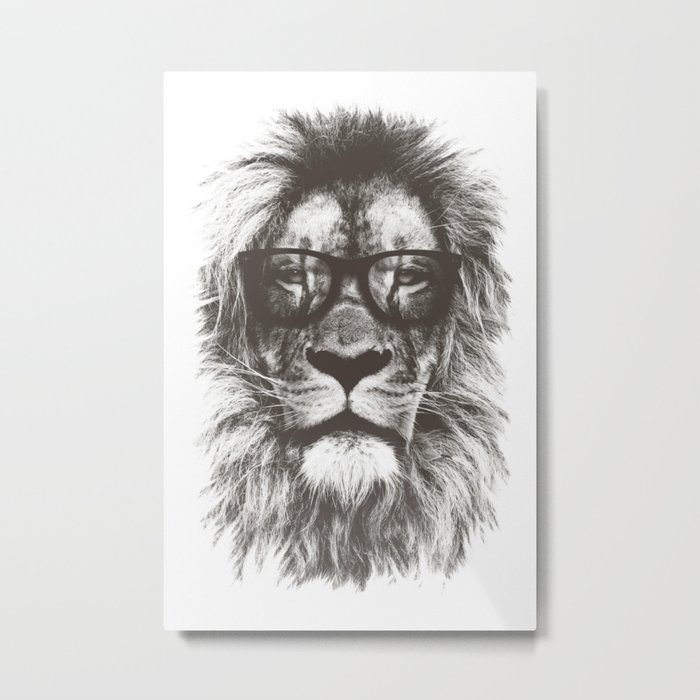 Lion in glasses art Metal Print