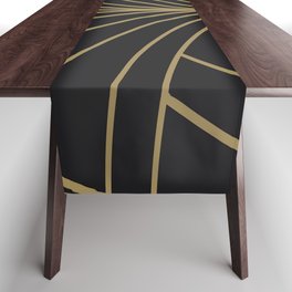 Round Series Floral Burst Gold on Charcoal Table Runner