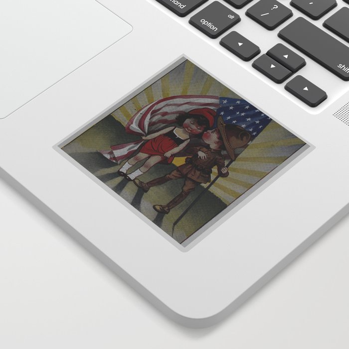 An Adorable Kiss Under American Flag - Simpathy Peace Usa & Russia Sticker