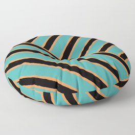 Retro stripes dark turquoise Floor Pillow