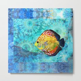Fresh Water - Colorful Tropical Discus Fish Art Metal Print