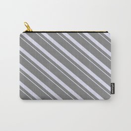 [ Thumbnail: Grey & Lavender Colored Lines/Stripes Pattern Carry-All Pouch ]
