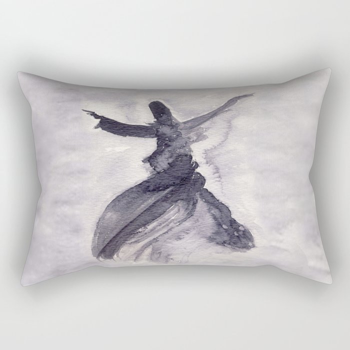 whirling dervish - sufi meditation - ink wash Rectangular Pillow