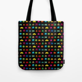 Invaders of Space retro arcade video game pattern design Tote Bag