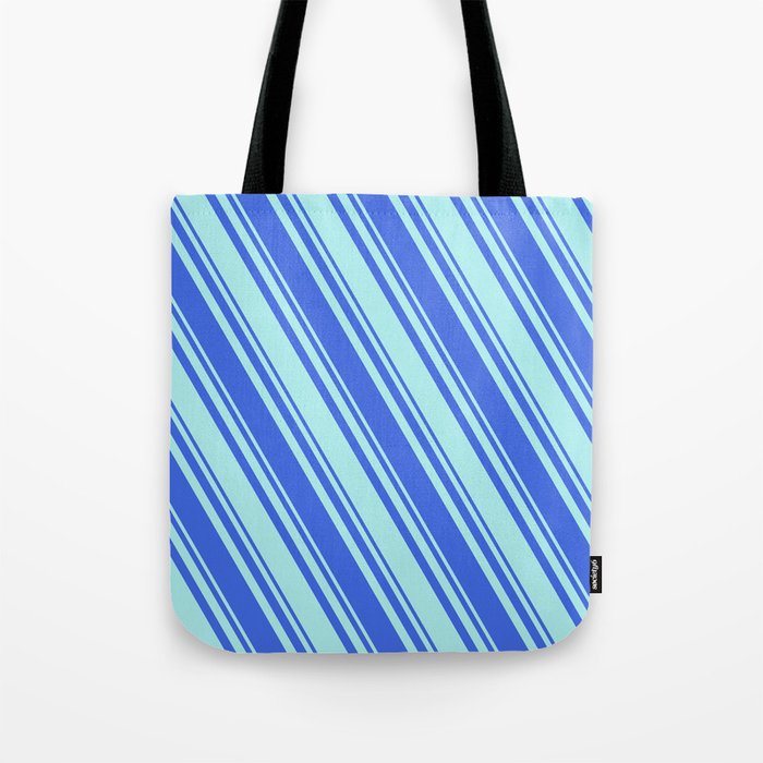 Royal Blue & Turquoise Colored Lined/Striped Pattern Tote Bag