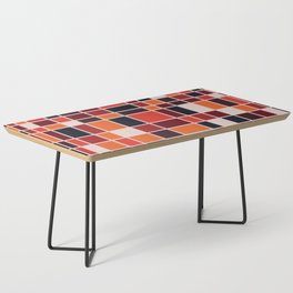 Mid Century Modern Abstract retro colored Grid pattern - Red Coffee Table