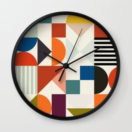 mid century retro shapes geometric Wall Clock | Modern, Vividcolor, Shape, Home, Art, Life, Circle, Primarycolors, Pattern, Digital 
