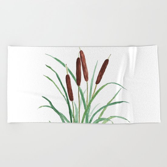 cattails plant Beach Towel