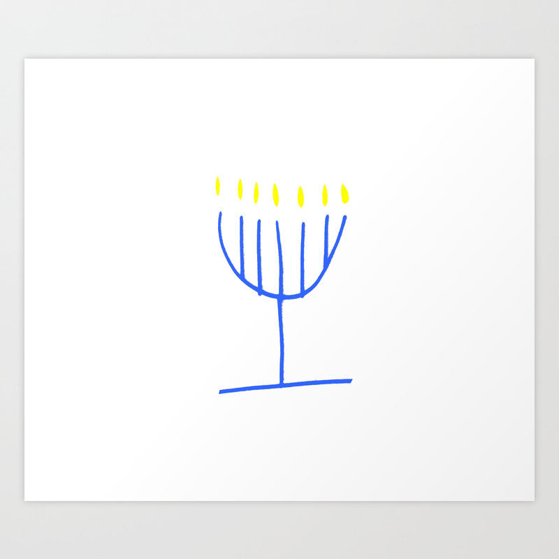 Blue Menorah Hanukkah Jewish Jew Judaism Festival Oflights Feast Of Dedication Jerusalem Lampstand Art Print By Oldking Society6