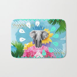 Elephant Festival - Blue Bath Mat