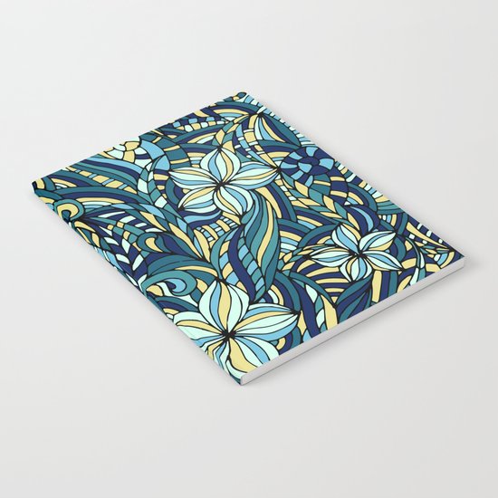 Floral blue ornament Notebook