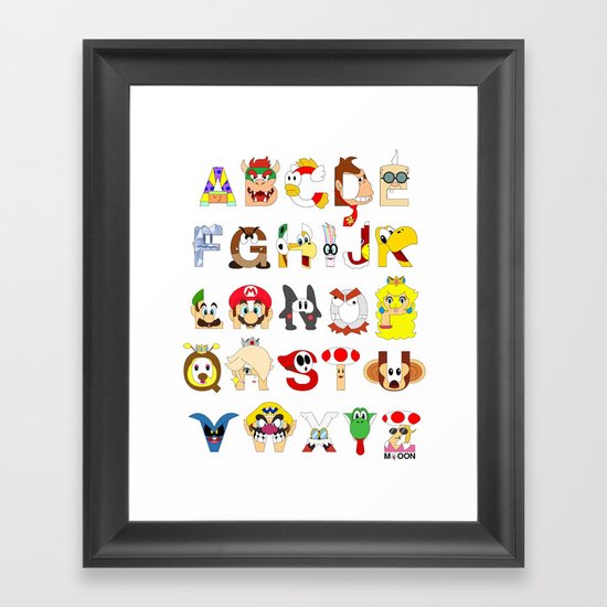 Super Mario Alphabet Framed Art Print