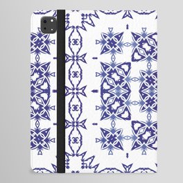 Ceramic tiles azulejo portugal. Vintage seamless pattern watercolor. Creative design. Blue ethnic background.  iPad Folio Case