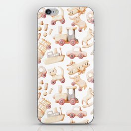 Wooden Toys Watercolor Pattern Illustration iPhone Skin