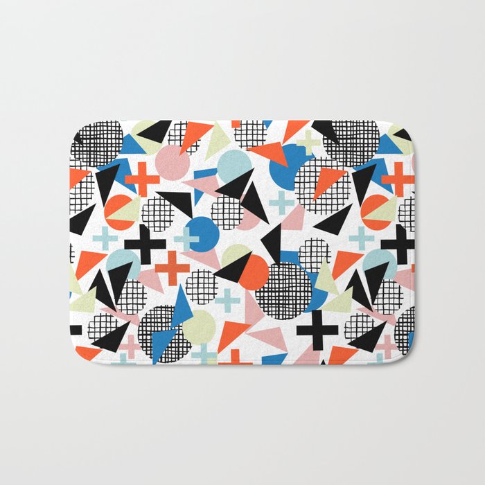 Kimbah - abstract art print shapes modern geometric retro cool colorful hipster gift idea dorm room  Bath Mat