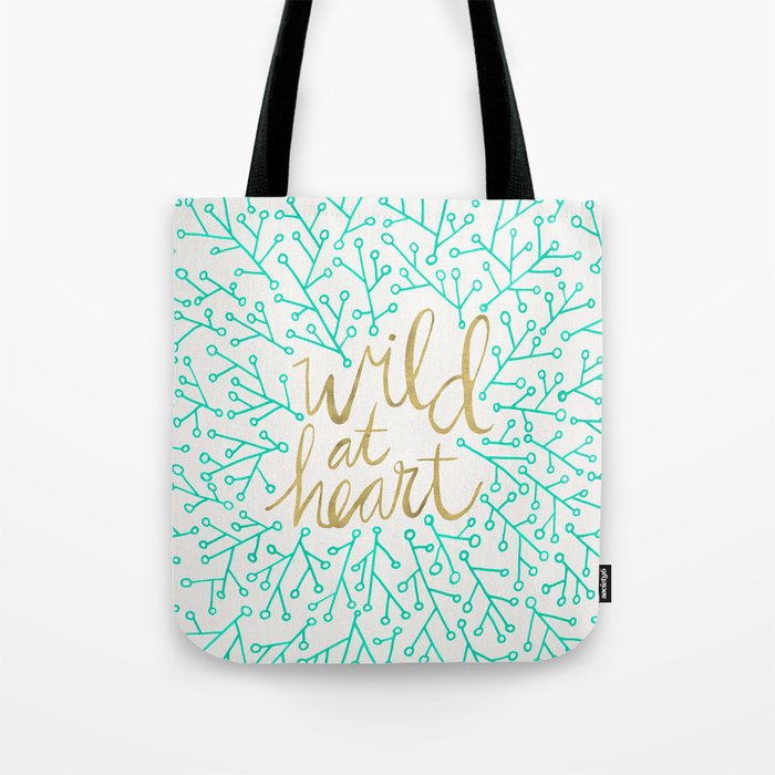 Wild at Heart – Turquoise & Gold Tote Bag