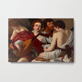 Caravaggio (Michelangelo Merisi - Italian, 1571-1610) - The Musicians or Concert of Youths (I Musici o Concerto) - 1597 - Baroque, Tenebrism - Oil on canvas - Digitally Enhanced Version - Metal Print | Masterpiece, Concerto, Caravaggioconcert, Baroque, Caravaggiomusicians, Themusicians, Caravaggioimusici, Tenebrism, Digitallyenhanced, Painting 