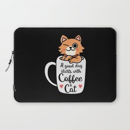 Good Day Starts With Coffee And Cat Laptop Sleeve