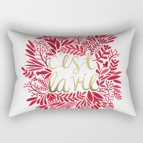That's Life – Gold & Red Rectangular Pillow