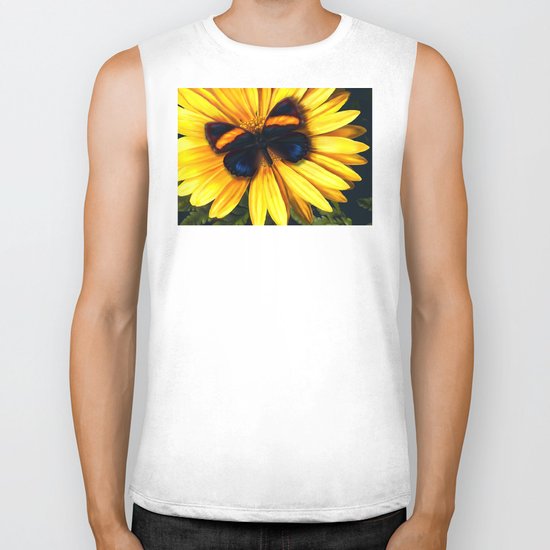 Butterfly on yellow Biker Tank