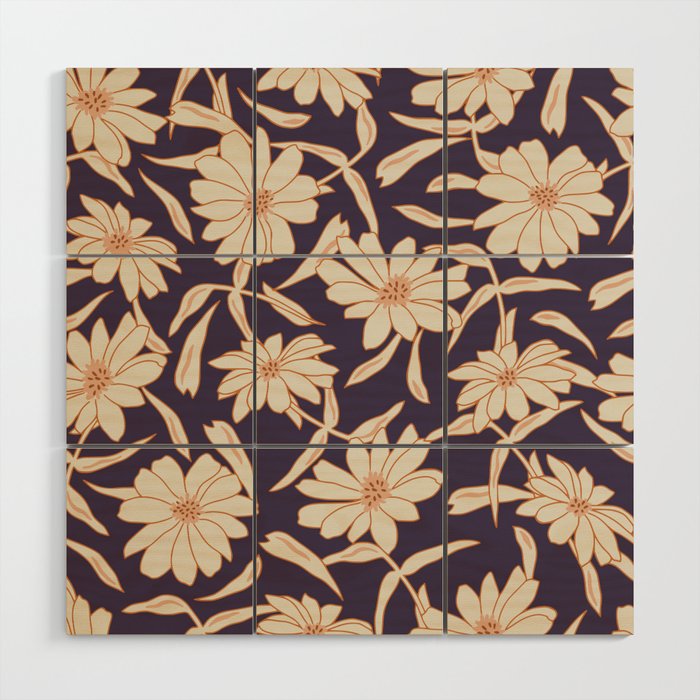 Charismatic Floral on Purple Wood Wall Art