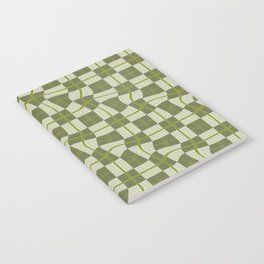 Warped Checkerboard Grid Illustration Olive Garden Green Notebook