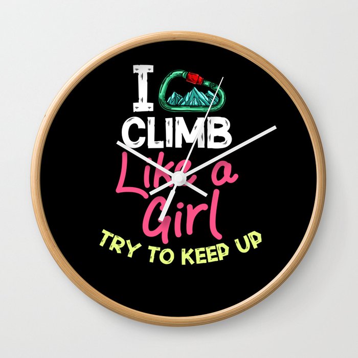 Rock Climbing Women Indoor Bouldering Girl Wall Wall Clock