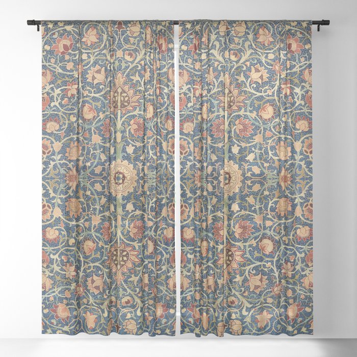 William Morris Floral Carpet Print Sheer Curtain
