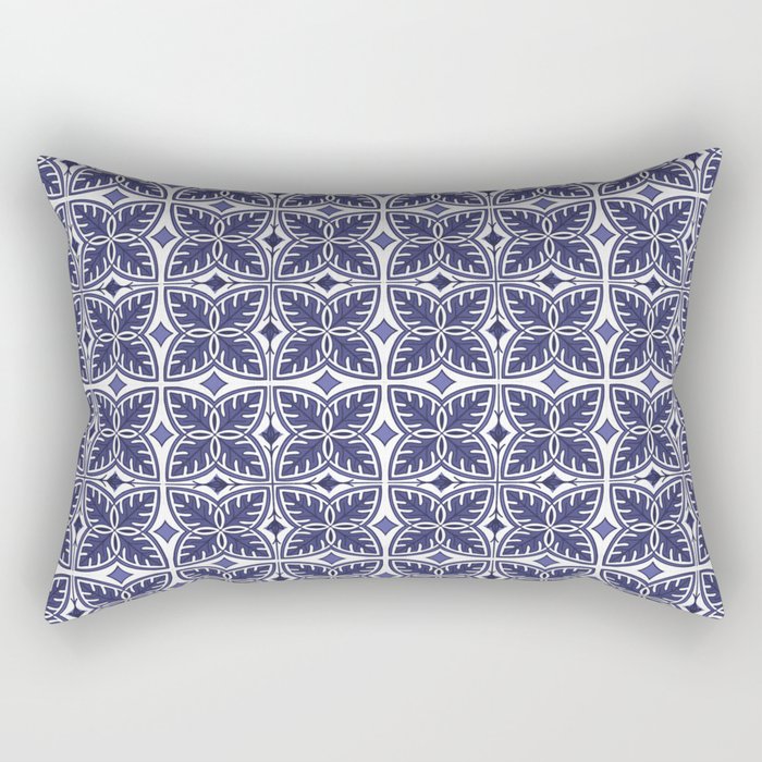 Modern Tropical Leaves Periwinkle Mini Rectangular Pillow