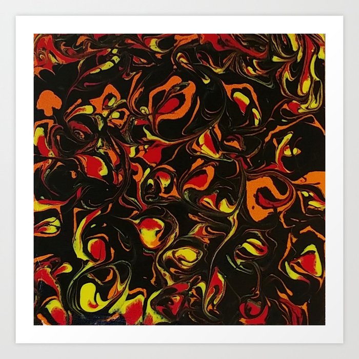 Fireball Swirls Fluid Art Abstract Bloom Painting Art Print
