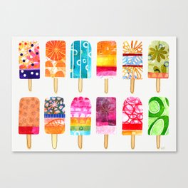 Summer day ice pops - rainbow popsicles Canvas Print